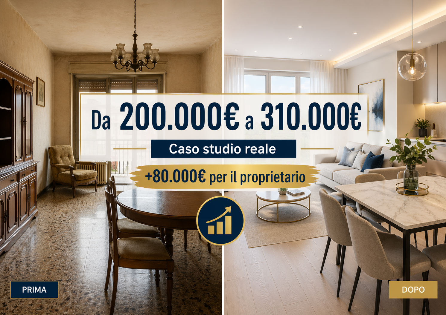 Valorizzare casa prima di vendere: il caso reale di un immobile passato da 200.000 € a 310.000 €