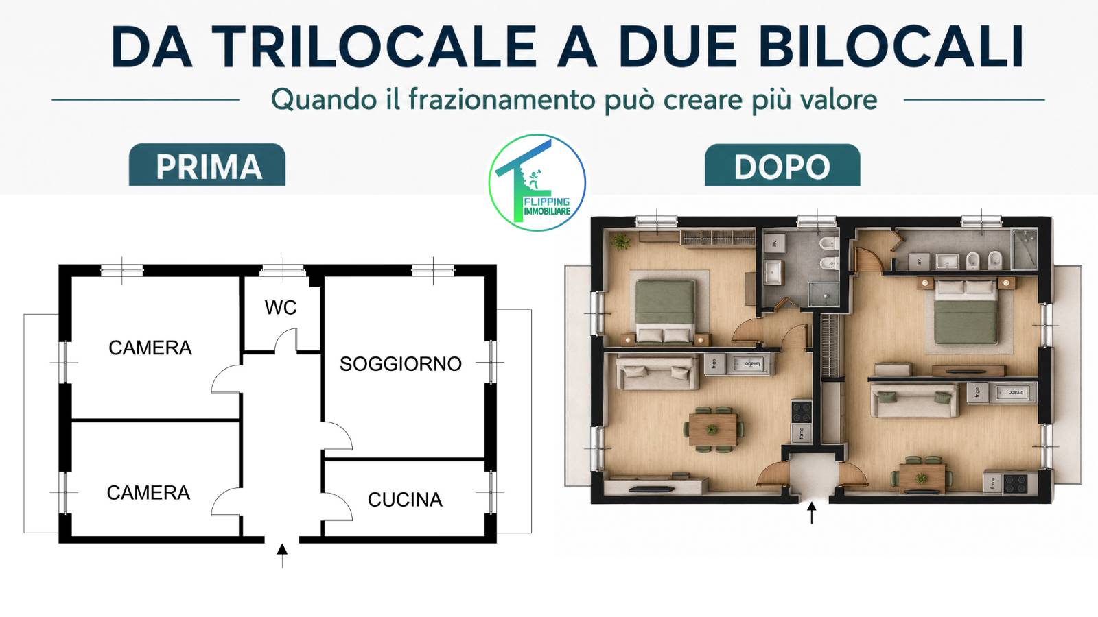 Frazionare un appartamento grande a Milano e dintorni: quando dividere un trilocale in due bilocali può creare valore