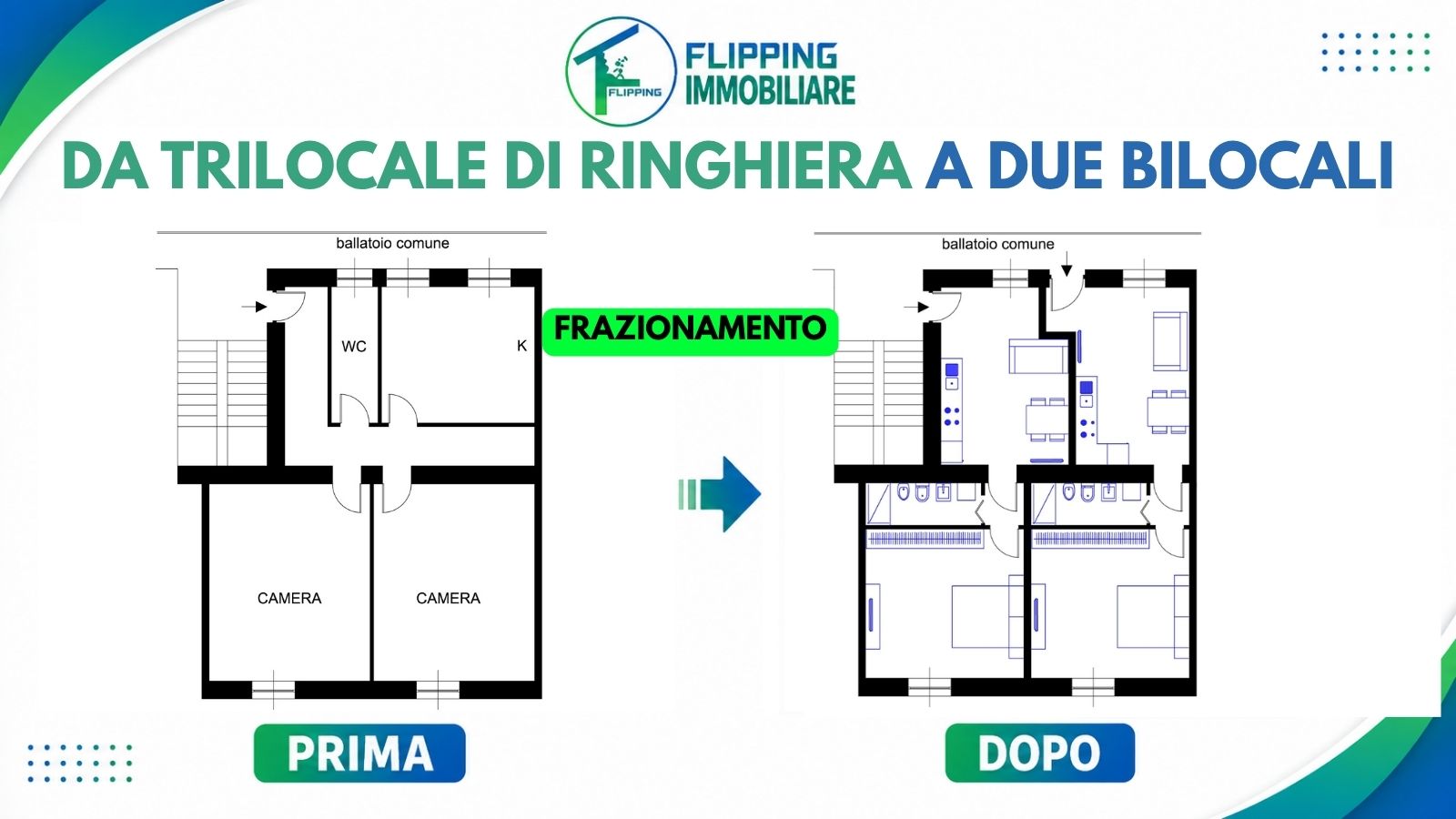 Frazionare un trilocale in due bilocali: il caso di una casa di ringhiera a Milano